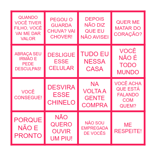 BINGO DE DIA DAS MÃES Bingo Card