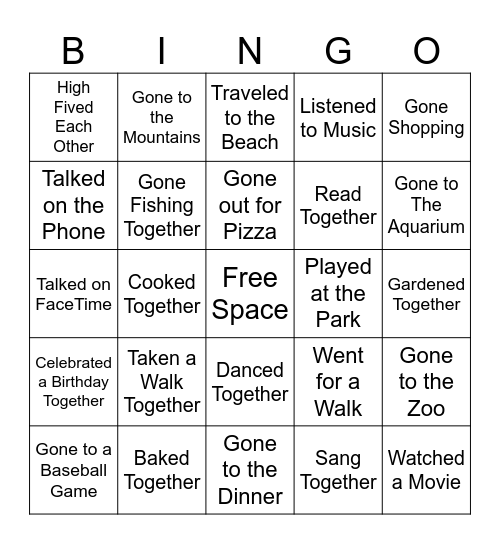 Grandparent's and Special Friend's Day Bingo Card