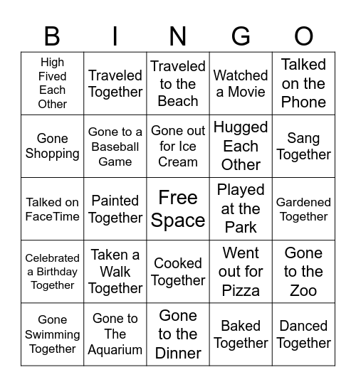 Grandparent's and Special Friend's Day Bingo Card