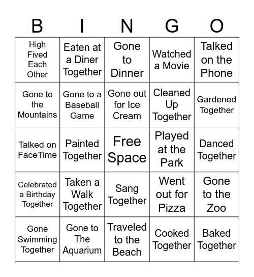 Grandparent's and Special Friend's Day Bingo Card