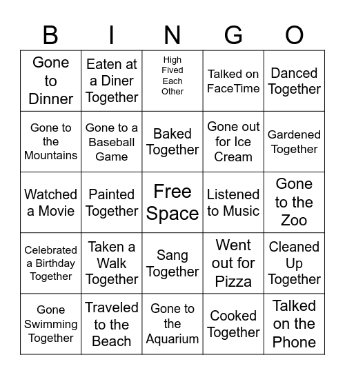 Grandparent's and Special Friend's Day Bingo Card