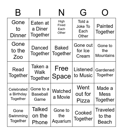 Grandparent's and Special Friend's Day Bingo Card