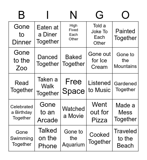 Grandparent's and Special Friend's Day Bingo Card