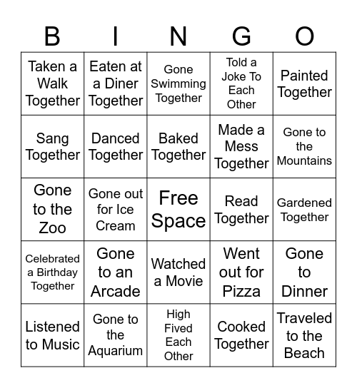 Grandparent's and Special Friend's Day Bingo Card