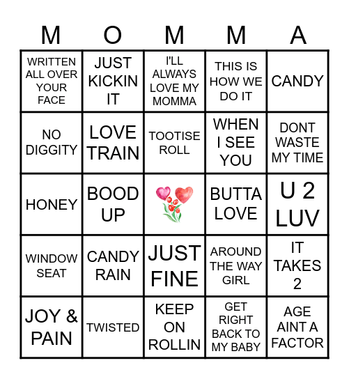 Musical Bingo Card