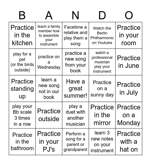 Nativity BANDO Bingo Card