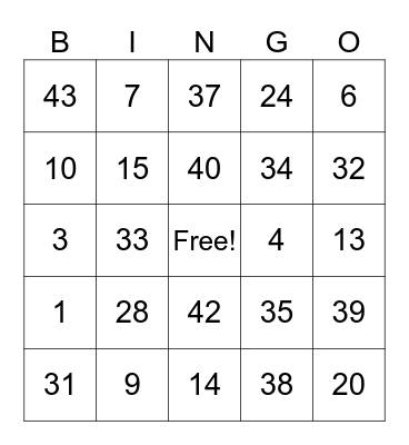 WAREHOUSE BINGO! Bingo Card