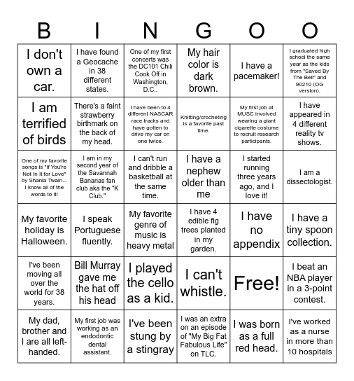 Human Bingo Card