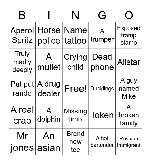 Beach day Bingo Card