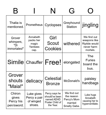 Percy Jackson Bingo! Bingo Card