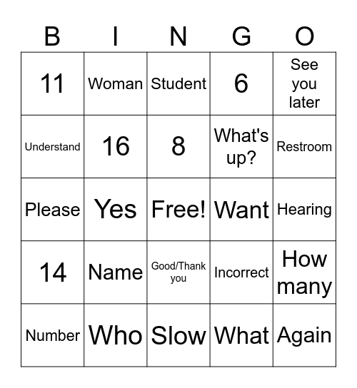 ASL Bingo Review Bingo Card