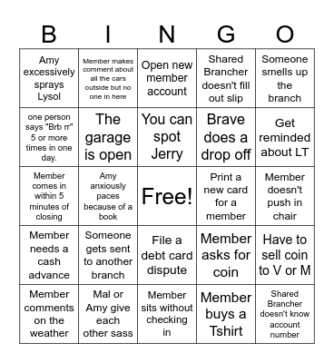 Grandville Branch Bingo Card