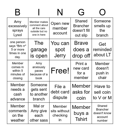 Grandville Branch Bingo Card