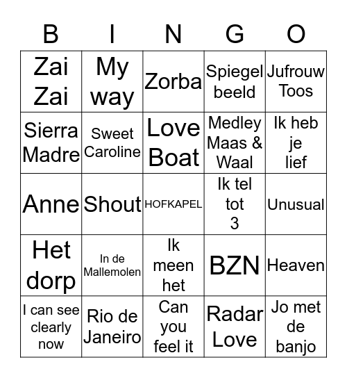 Hofkapel de Smulnarren Bingo Card