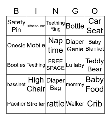 Baby Shower  Bingo Card