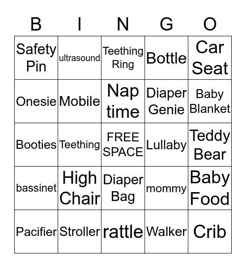 Baby Shower  Bingo Card