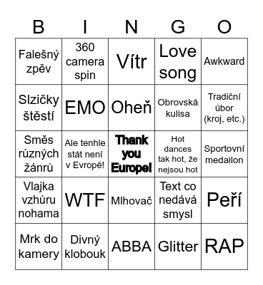 Eurovision bingo! Bingo Card