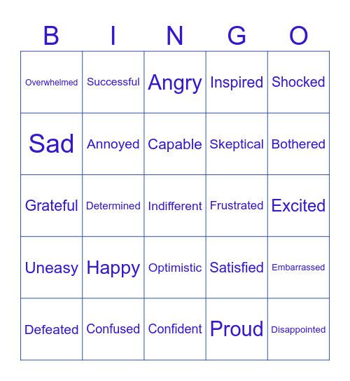 Emotional Intelligence Bingo Card