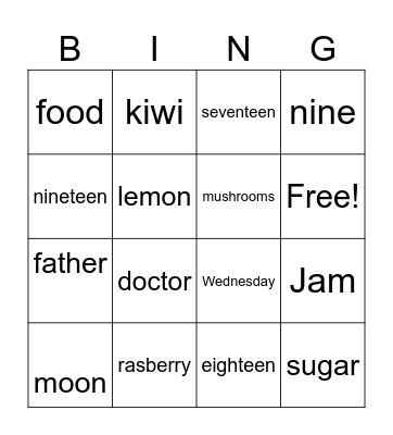 Bingo for friends Bingo Card