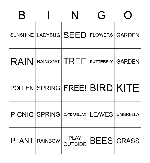 SPRING Bingo Card