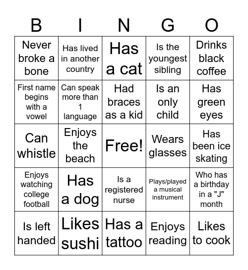 Find Someone Bingo Card