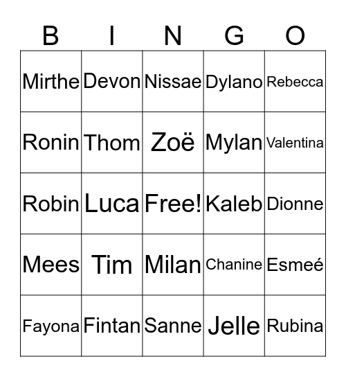 Groep 6 Bingo! Bingo Card