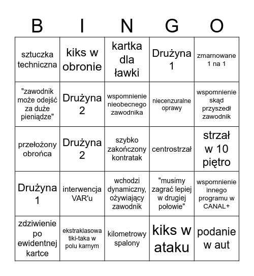 BINGO EKSTRAKLASA Bingo Card