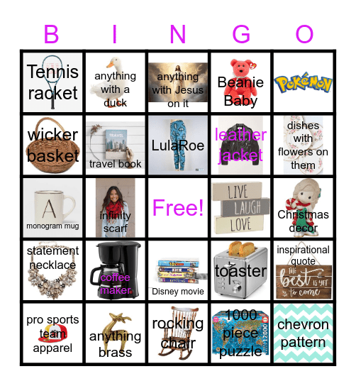 THRIFT BINGO Card