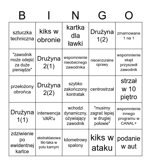 BINGO EKSTRAKLASA Bingo Card