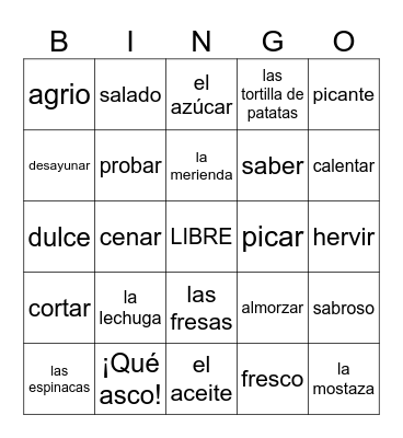 L2 5.1 Vocabulario Bingo Card