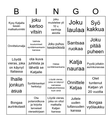KATJA 60 V. Bingo Card