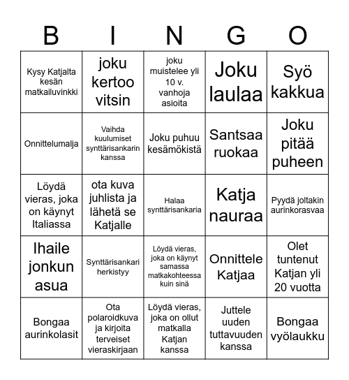 KATJA 60 V. Bingo Card