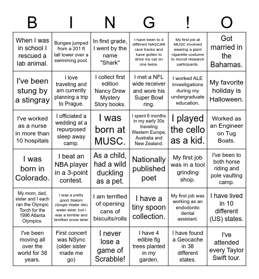 Human Bingo (6 in a row!) Bingo Card