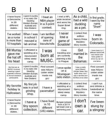 Human Bingo (6 in a row!) Bingo Card
