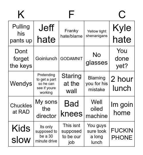Seniorisms Bingo Card