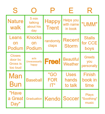 SOPER Bingo Card
