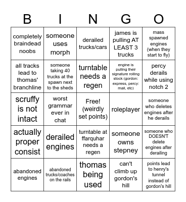 CBR3 Bingo (ttte game) Bingo Card