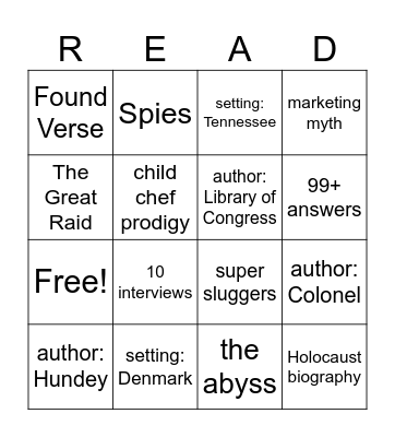 Dogwood Readers Award Bingo Card