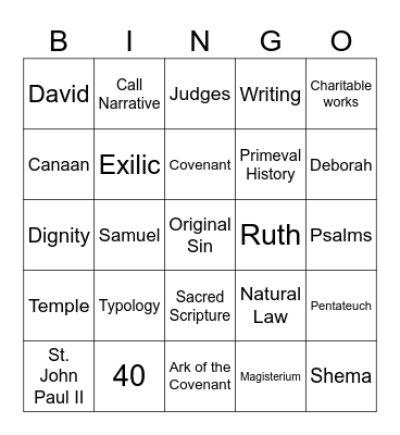 Theology 10 - Year Review Bingo Card