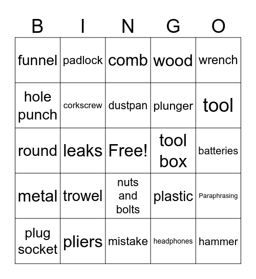 DIY Bingo Card