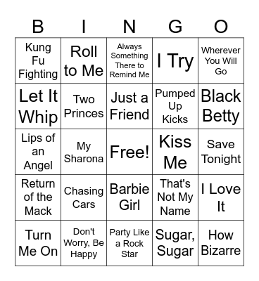 One Hit Wonder Bingo #1 Bingo Card