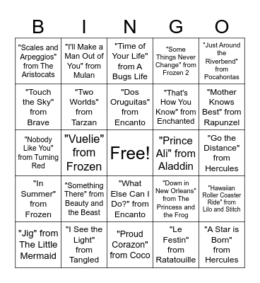 Disney Bingo Card