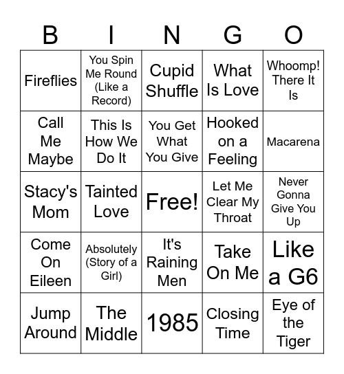 One Hit Wonder Bingo #4 Bingo Card