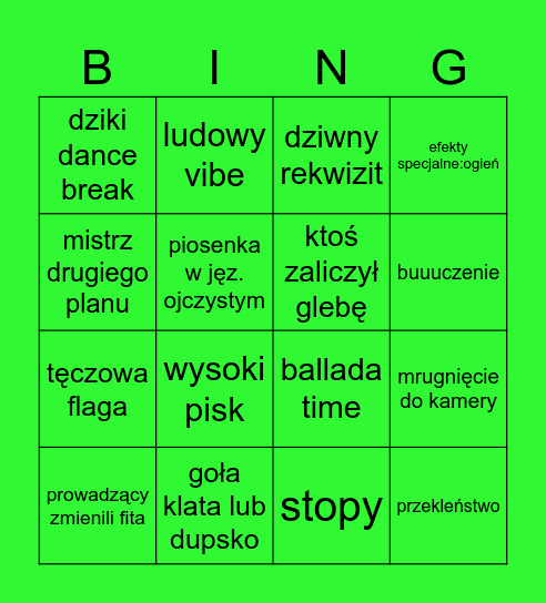 EUROOOWIZJA Bingo Card