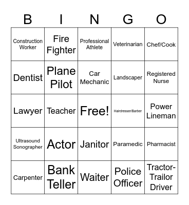 Exploring Careers Review Bingo Card