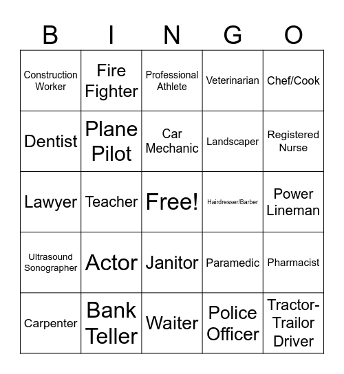 Exploring Careers Review Bingo Card