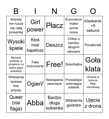 Eurowizja 1 semi Bingo Card