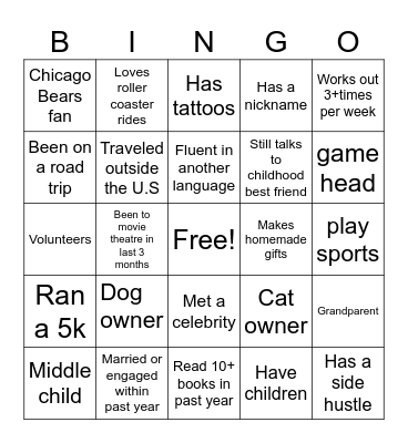 Profile Bingo Card