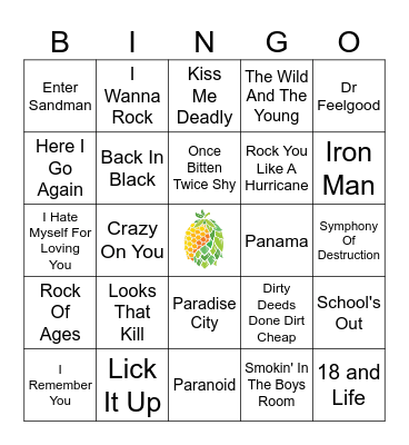 Big Hair Don't Care Bingo Card