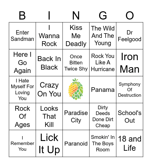 Big Hair Don't Care Bingo Card